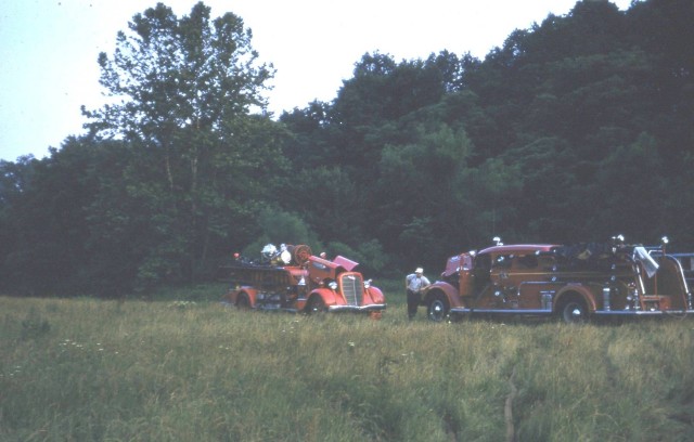 The 1935 Hale Pumper and the 1948 505 Mack Pumper (Engine 21-1).