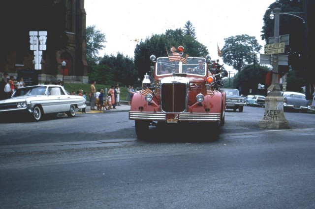 Milt Gallagher driving Engine 21-2 in a local parade.
