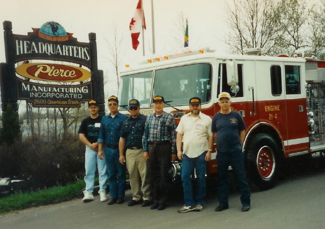 Final Inspection for Engine 21-4 in 1993.  (L-R) Mark Vining, Rich Terry, Jim Prettyman, Glenn Teeter, Larry Groseclose, Dave Vining.