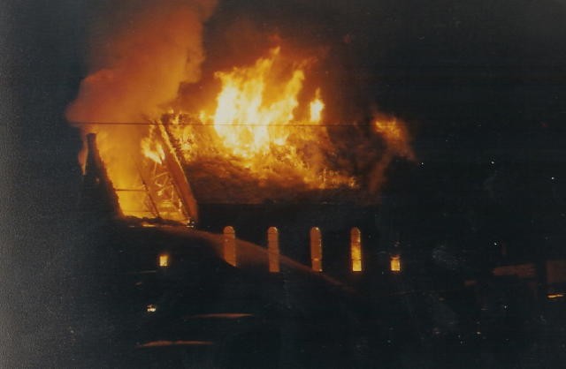 The Octorara Alley view of the Presbyterian Church fire in 1989.