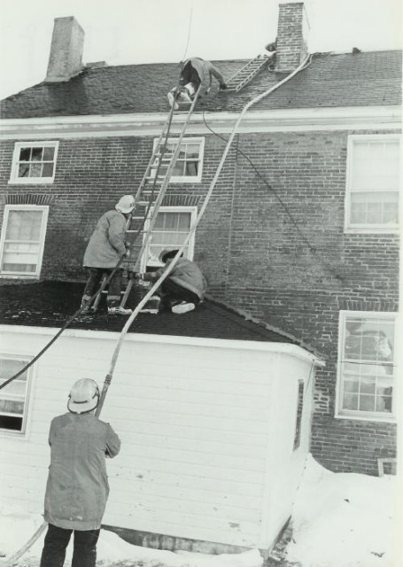 Chimney Fire on Media Road in East Nottingham Township in 1978.  Captain Ed Holbrook was delivered to the scene via helicopter due to a blizzard.