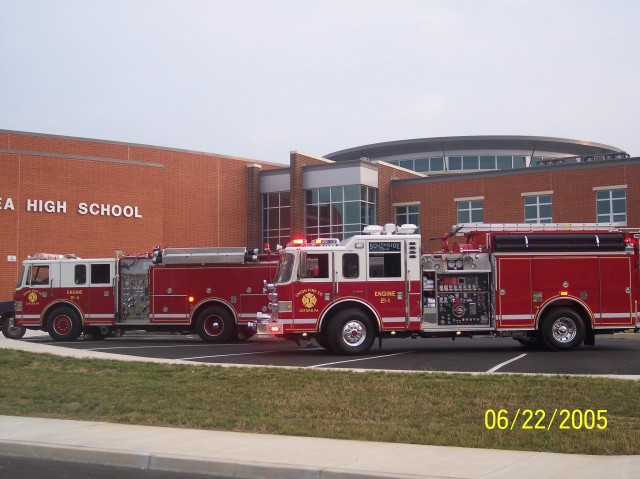 Engine 1's first run....and AFA at the new Oxford Aera High School.
