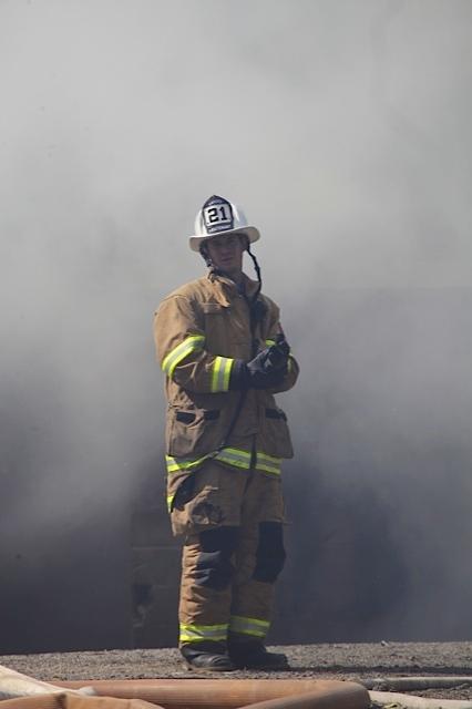 Lieutenant Win Slauch at a recent fire.