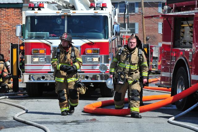 The first-in Engine crew of Captain BJ Meadowcroft, Firefighter Brian Slauch, and Firefighter Matt Groseclose.