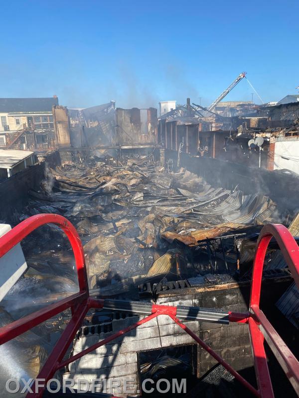 View from the tip of Truck 8 to the rear of the fire